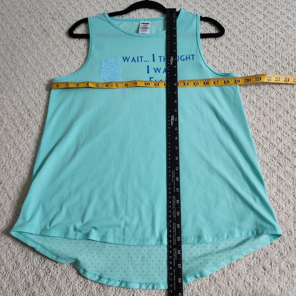 Womens Elsa Frozen Graphic Active Tank Top Blue Perforated Back size L 12-14 - Picture 6 of 8